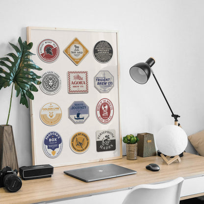 Digital Coaster Print with Hades, Persephone, Underworld themes. Great living room printable gift mythology and beer lovers