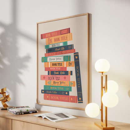 personalised literature print digital download ideal for BookTok style bookshelf decor or reading nook walls. framed in bedroom on floor