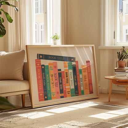 Bookish digital art print of favourite books personalised and ready to print for readers and gift giving