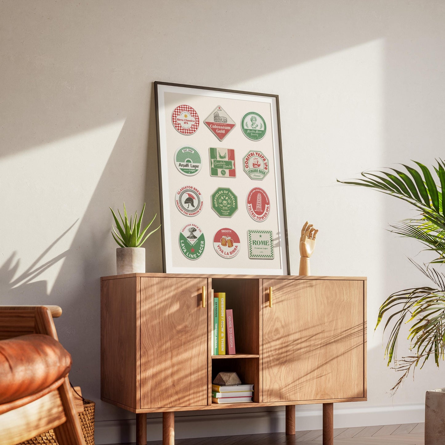 Travel-inspired digital Italy coaster print with Tuscany hills, Rome, and Florence. perfect gift for dads and travellers.