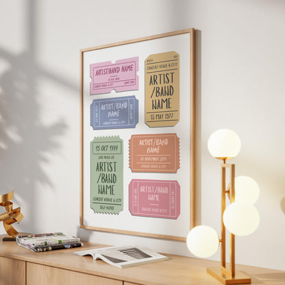 An elegant and modern home with a personalised concert keepsake poster hung on the wall in a large frame.