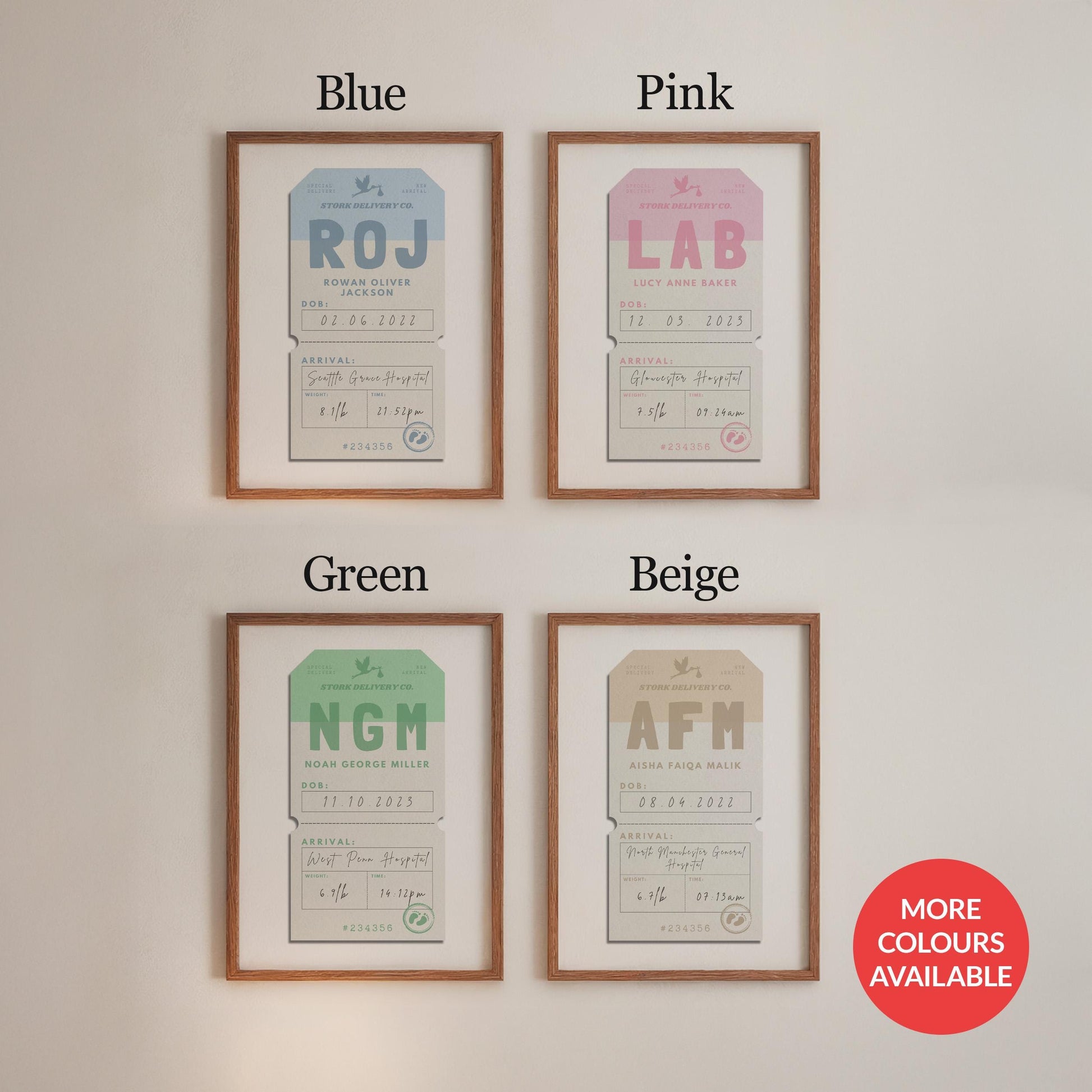 High-quality print of airport tags available to display multiple various tags for all of your holidays and memories.
