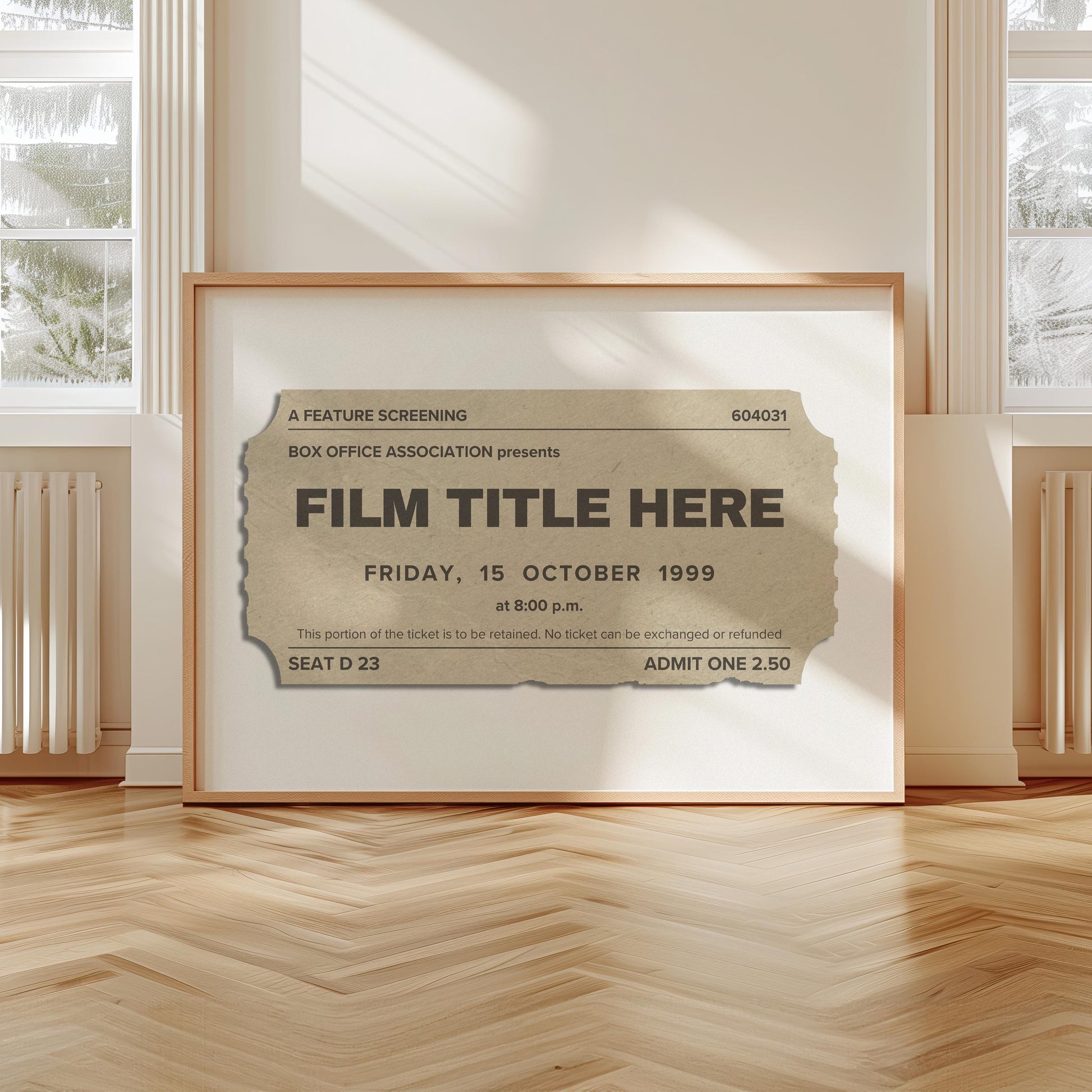 Framed Custom Vintage movie stub Poster, perfect physical gift for cinephiles and nostalgic movie memories