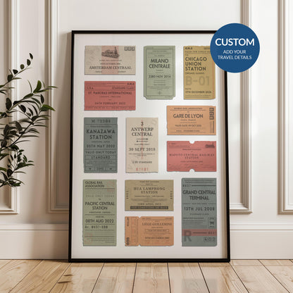 Framed Custom Vintage train ticket Poster, perfect gift for travellers and nostalgic holiday memories
