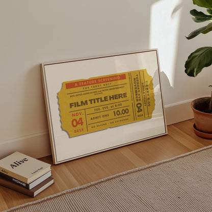 Retro Mustard tone of colour on a print made for movie lovers and their films.