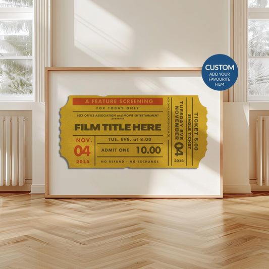 Framed Custom Vintage movie stub Poster, perfect physical gift for cinephiles and nostalgic movie memories