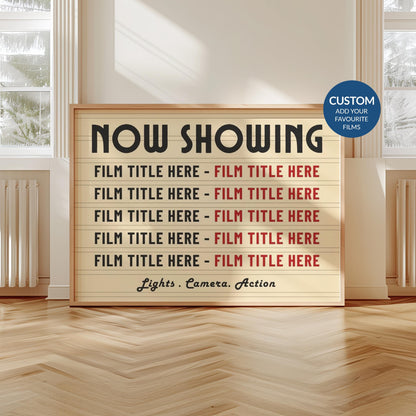 A scandi home living room with a framed landscape vintage movie print, customised with up to 10 tickets.
