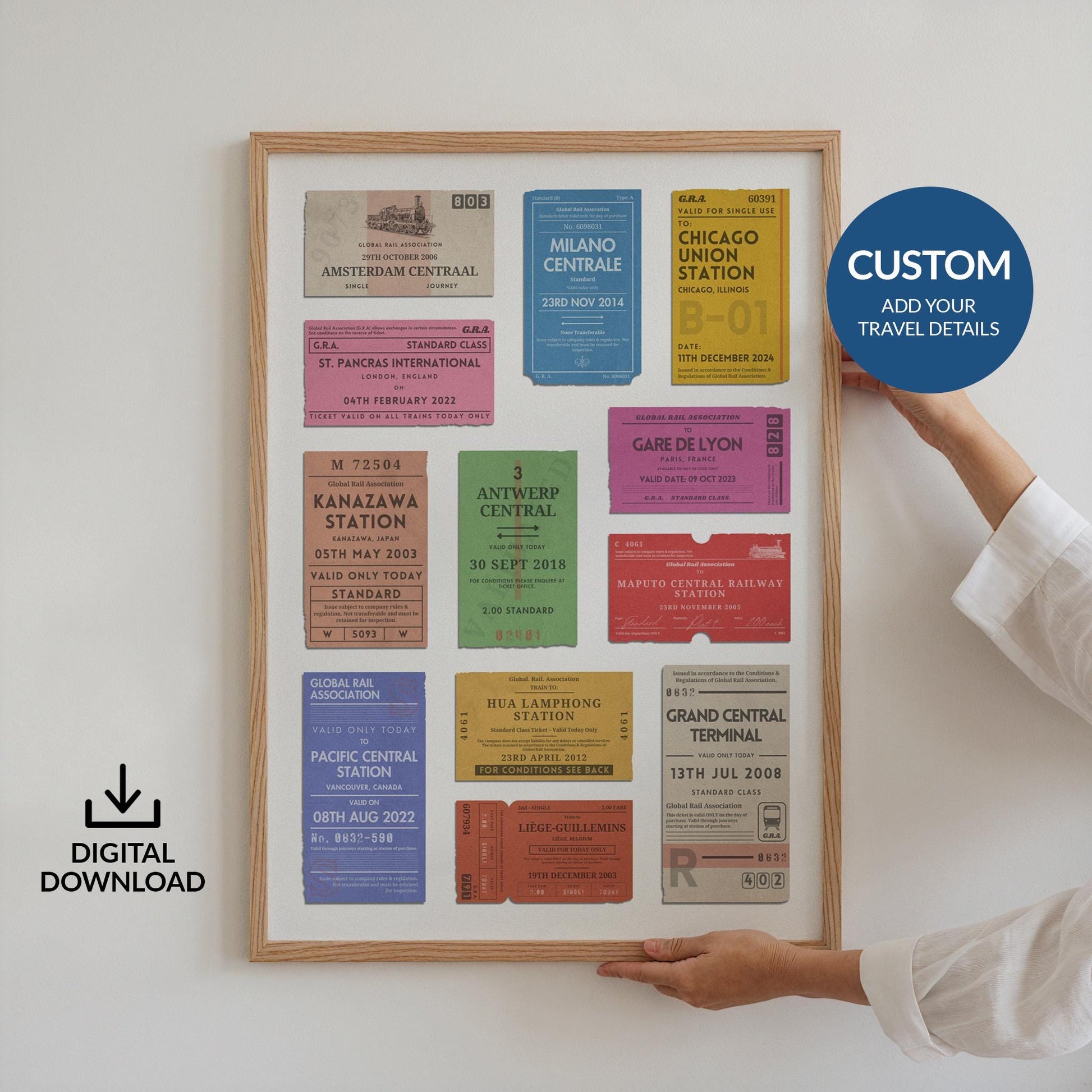 Custom Vintage train ticket Poster, perfect gift for travellers and nostalgic holiday memories